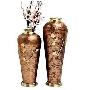 Jarrón de Metal de cobre Vintage, contenedor decorativo artístico para decoración del hogar, acento rústico de entrada y estilo de mesa de sala de estar - Product Image 6