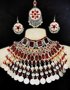 Vintage antiguo turquesa cuentas collar pendientes cabeza pieza afgana Kuchi mujeres joyería indio pakistaní boda joyería conjuntos - Product Image 4