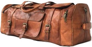 Sac de sport en cuir véritable fait à la main fermeture à glissière vintage monogramme personnalisé Weekender cadeaux personnalisés pour lui - Product Image 3