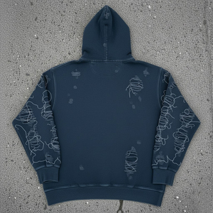 Sweat à capuche en coton lourd de qualité supérieure, broderie personnalisée, effet délavé, broderie délavée, pour hommes - Product Image 2