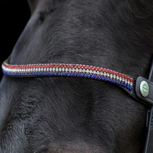 Bandeau de tête de cheval en cuir de cheval orné de cristaux, équipement de course équestre de qualité supérieure, fabricant et grossiste - Product Image 3