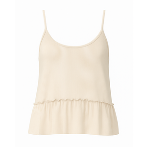 ชุดนอนผู้หญิงแบบสายเดี่ยวผ้าริบเนื้อนุ่ม 2 ชิ้น สไตล์เบบี้ดอลล์ แต่งระบาย เหมาะสำหรับฤดูร้อน ชุดนอนลำลองถักแบบเรียบ - Product Image 2