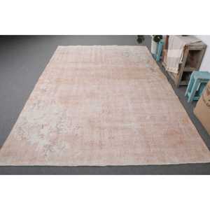 Vintage Large Rug 6.6x9.9 ft, <b>Brown</b> Camouflage Turkish <b>Wool</b> Rug - Product Image 1