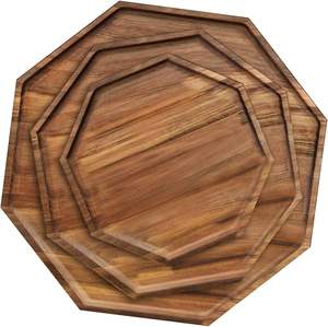 Ensemble de 3 plateaux de service élégants en bois d'acacia Plateaux octogonaux en bois pour légumes, fruits et charcuterie Planches à fromage - Product Image 1
