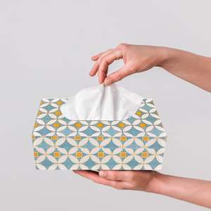 Soporte de caja de pañuelos impreso de madera artística con motivos étnicos indios para accesorios de habitación de hotel de lujo al precio más barato - Product Image 4