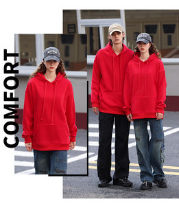 Sweats à capuche épais pour hommes et femmes, automne/hiver, imprimés sur mesure, en peluche, couleur unie, logo personnalisé, teinture unie, respirant - Product Image 1