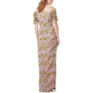 Js Collections Jemma Abito da Sera a Colonna Ricamato Amethyst/Chartreuse con Spalle Scoperte, Vestito da Festa Naturale Taglia 2 - Product Image 2