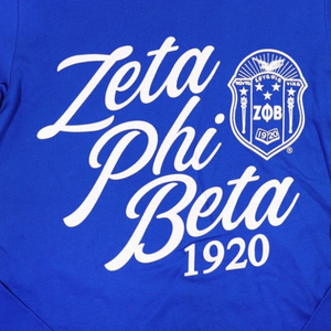 Zeta Phi Beta 1920 Script Logo T-shirt à manches longues bleu royal coton broderie vie grecque vêtements collège sororité porter - Product Image 5