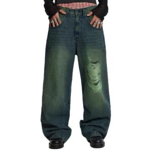 Jeans en denim pour hommes tendance, coupe ajustée, tissu confortable et flexible, couture durable, lavage personnalisé, production en gros - Product Image 4