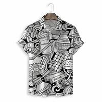 Mẫu Miễn Phí Áo Cài Khuy In Toàn Bộ Áo Hoạt Hình Graffiti Áo Mùa Hè Thoáng Khí Cho Nam