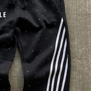 Pantalon de survêtement vintage imprimé bouffant 100% coton personnalisé lavé à l'acide taille haute formel cordon de serrage taille légère et plate - Product Image 5