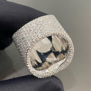 Bague Champion en or blanc 14 carats, personnalisée pour homme, style hip-hop, véritable diamant moissanite VVS, baguette, occasion de mariage, avec sertissage complet - Product Image 4