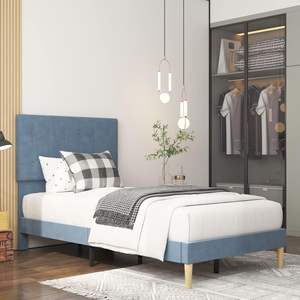 Stella Customizable Modern Tufted Curved Low Profile Solid <b>Wood</b> <b>Platform</b> <b>Bed</b> Double Sizes with Storage for Home Bedroom - Product Image 1