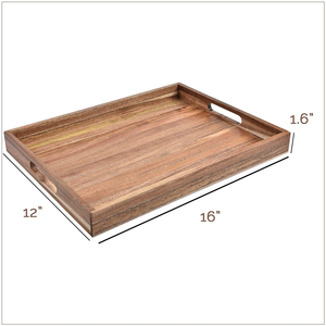 Plateau de service carré en bois d'acacia brun naturel par saniya handicraft - Product Image 3