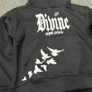 Sweat à capuche en polaire épais pour homme d'hiver avec impression personnalisée en relief, 100% polyester, coupe-vent, écologique, séchage rapide - Product Image 3