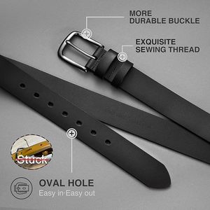 Cinturones de piel de vaca con logotipo personalizado Cinturones de cuero genuino de moda para hombres OEM personalizados y disponibles al por mayor - Product Image 3