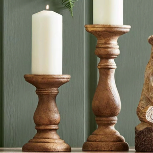 Candelero de madera Premium hecho a mano, decoración minimalista para el hogar con farol de madera rústica y tarro para bodas e interiores - Product Image 1