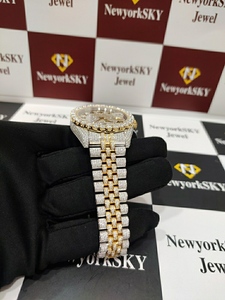 Meilleure vente montre-bracelet en acier inoxydable pour hommes VVS Moissanite testeur de diamant personnalisable Bling Bus cadran verre mécanique - Product Image 3