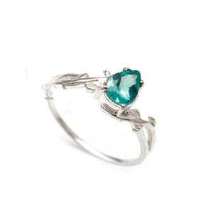Apatite Gemstone Poire Forme Faceted Cut 925 Sterling Silver Prong Setting Ring Bague en argent Fine Jewelry Blue Color Ring - Product Image 4