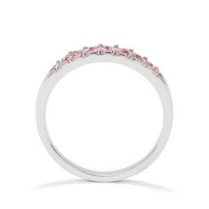 Bague en saphir rose du Mozambique 0,75 ct, taille ovale, plaqué rhodium, argent sterling, bijoux fins - Product Image 3