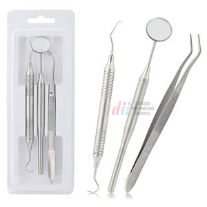 Juego de 3 instrumentos de titanio dorado-Juego de examen dental básico | Espejo, explorador, alicates de algodón universitario-Herramientas dentales con mango hueco - Product Image 5