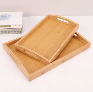 BANDEJA DE SERVICIO HECHA A MANO DE JARDÍN CON ASAS, Bandeja de desayuno de BAMBÚ Bandejas de madera Plato de servicio decorativo para comer - Product Image 4