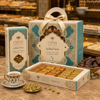 Boîte en papier personnalisée AT PACK pour les douceurs arabes, facile à emporter, emballage cadeau portable pour baklava avec poignée