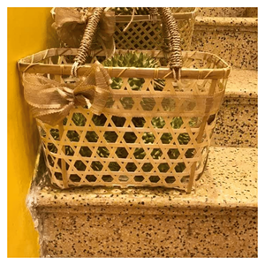 Bamboo <b>Gift</b> Basket Natural bamboo <b>gift</b> basket for festive <b>hampers</b> <b>wedding</b> favors and décor Vietnam made - Product Image 2