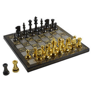 Juego de Ajedrez de Metal de Diseño King Size de 11.5 cm con Acabado en Latón y Plata, Juego de Ajedrez para Mesa - Product Image 3