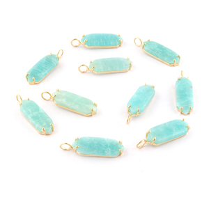 Colgante de piedras preciosas de amazonita Natural, hecho a mano, creativo, Juego de puntas chapadas en oro, collar con estilo, regalo de joyería - Product Image 4