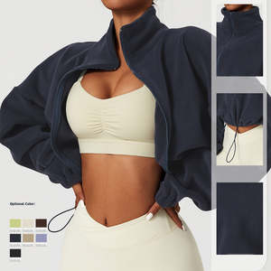 Veste de sport d'extérieur de qualité supérieure, pas chère, pour femmes, yoga, entraînement, fitness, gym, fine, en peluche, chaude, décontractée, grande taille, respirante, à boutons - Product Image 4