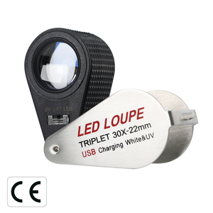 30x Jewelry Tool Optic Lens with 6 <b>LED</b> and <b>UV</b> Light 22mm Diameter Mini Gem Loupe Rechargeable for Relic Enthusiasts - Product Image 1