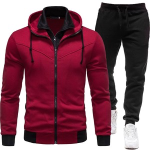 Pull à capuche à motif solide à manches longues pour hommes 100% coton Survêtements décontractés d'hiver écologiques Pull Design ajusté - Product Image 1