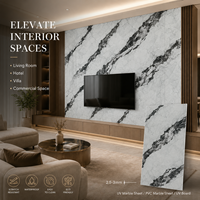 Panneau mural décoratif en PVC brillant MORLENX, imitation marbre veiné blanc et noir, pour intérieur commercial de luxe