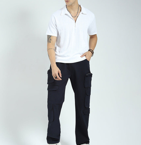 กางเกงคาร์โก้ผู้ชายกางเกงสตรีทแวร์ลายทางโค้งตรงมีกระเป๋าหลายกระเป๋าใส่สบายกางเกงผู้ชายซักได้ - Product Image 6