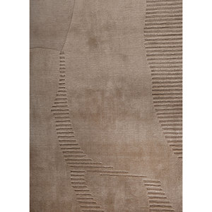 พรมทอมือลายเส้นโค้งสีเบจน้ำตาล ลายแบบนามธรรมทันสมัย สำหรับบ้าน ห้องนอน ห้องนั่งเล่น ห้องวัยรุ่น รูปทรงสี่เหลี่ยมผืนผ้า Hwt-85 ผ้าฝ้าย - Product Image 3