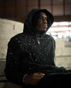 100% Cotton Heavyweight Cropped Oversized Hoodie Custom Full <b>Jacket</b> Embroidered <b>Rhinestone</b> for Men Solid - Product Image 2