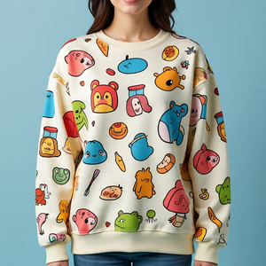 Surdimensionné Femmes Strass Sweatshirts Respirant Poids Lourd 450 GSM Imprimé Sweat Dames Strass Sublimation Sweat - Product Image 6