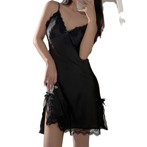 Mode femmes Sexy chemise de nuit dentelle sangle Mini robe vêtements de nuit dames Wrap robes courtes - Product Image 2