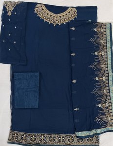 Abaya New Pakistani Fashion Premium Quality Apparel& Accessories Faux Georgette Unstitched-Stitched 3 Piece Suit With <b>Stole</b> - Product Image 6