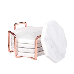 Ensemble de sous-verres hexagonaux en marbre blanc moderne dernier décor à la maison meilleur tapis et tampons de boisson en pierre naturelle support vaisselle - Product Image 1