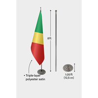 Drapeau en nylon et soie personnalisé 3x5 pieds avec impression numérique, logo personnalisé, mât en aluminium, bannière officielle de l'Intérieur de la République du Congo