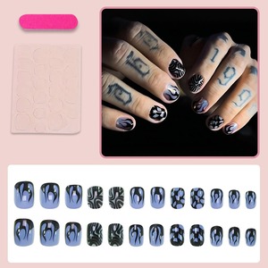MEN-DY-957 <span class=keywords><strong>Uñas</strong></span> Postizas para Hombre, Diseño Punk con Llamas Oscuras, Reutilizables, Cobertura Total, Removibles, 24 Piezas - Product Image 2