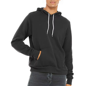 Pull à capuche en polaire pour homme avec poche, coupe ample, uni, teinture unie, coupe-vent et écologique - Product Image 1