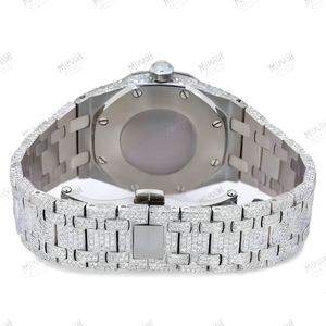 Reloj automático de diamantes de moissanita helado para hombre de lujo con acentos redondos de baguette, Reloj clásico de moda - Product Image 5