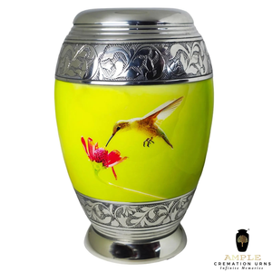 Humming Bird Aluminum Cremation <b>Urn</b> with Meena Coating <b>Large</b> (220 cu in) & Keepsake Sizes Leak Proof Engravable Cremation <b>Urns</b> - Product Image 4