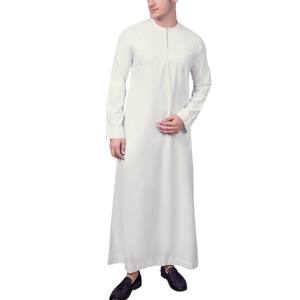 Thobes arabe traditionnel pour hommes, robe décontractée en tissu sur toute la longueur, col garçon, vêtements musulmans respirants, accessoires directs, vente en gros - Product Image 1