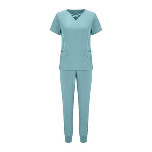 Entrega directa de fábrica Precio barato Uniformes de Enfermería de color rosa suave Jogger Hospital Scrubs Uniformes médicos Conjuntos Spandex Fleece - Product Image 2