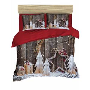 Parure de lit de Noël classique et festive 200x220cm en coton Ranforce, impression numérique double pour usage domestique - Product Image 3