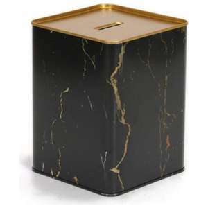Alcancía Metálica Cuadrada Kontensan Marble Black de 2.1L, 120x120x160 mm, Equipo Financiero, Origen Turquía - Product Image 3